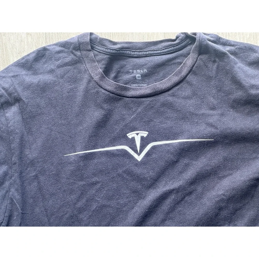 Tesla Logo T Shirt Mens Large Black 100% Cotton Graphic Crew Neck Tee M